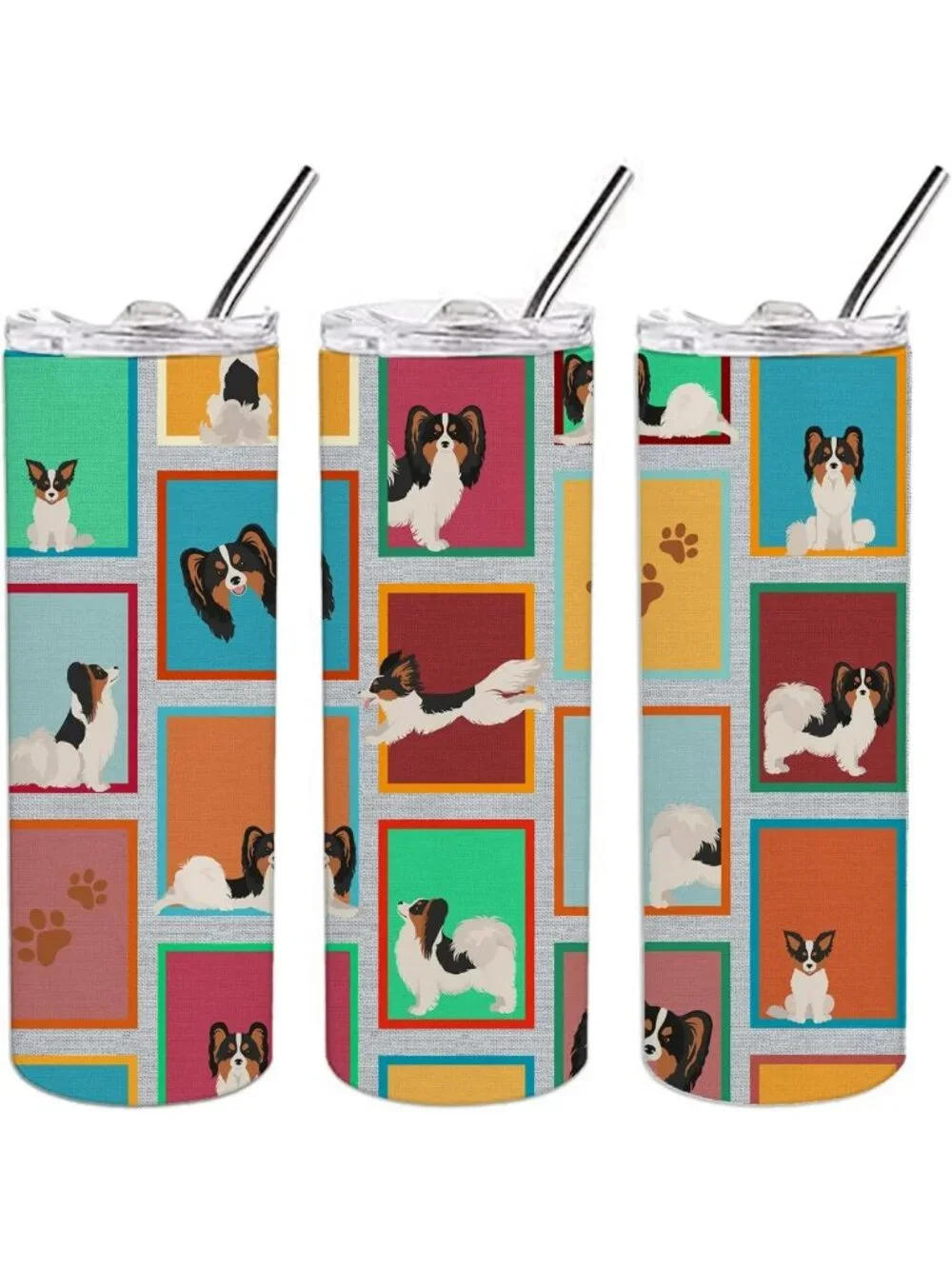 Tricolor Papillon Stainless Steel 20 oz Insulated Tumbler - Reusable Travel Cup